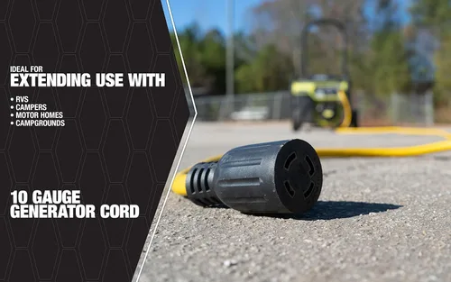 Vista 3 de Southwire Cable generador – Cable de alimentación eléctrica resistente calibre 10 con enchufe de bloqueo L14-30 y receptáculo – Doble voltaje 125