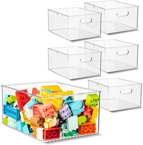 Vista 18 de Contenedor de plástico transparente para almacenamiento de alimentos con asas para organizar cocina, despensa, refrigerador, congelador, despensa