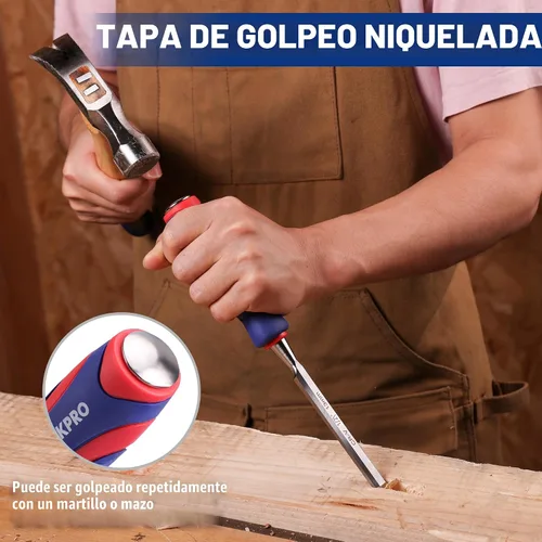 Vista 5 de WORKPRO Juego de cinceles de madera de 10 piezas para carpintería, cinceles de borde biselado Cr-V (1/4", 1/2", 3/4", 1", 1-1/4", 1-1/2") con piedra