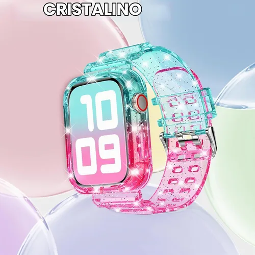 Vista 4 de DABAOZA - Correa compatible con Apple Watch de 41, 40 y 38 mm, con protector de funda, transparente, para mujeres y hombres, correa deportiva de TPU