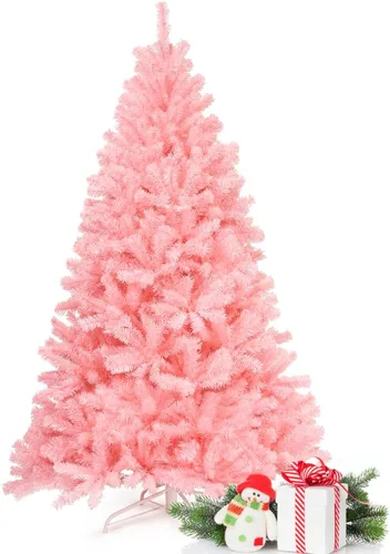 Vista 11 de DREAMADE Árbol de Navidad de oropel dorado, pino artificial de 6 pies sin encender con 1036 ramas completas, soporte de metal, diseño con bisagras
