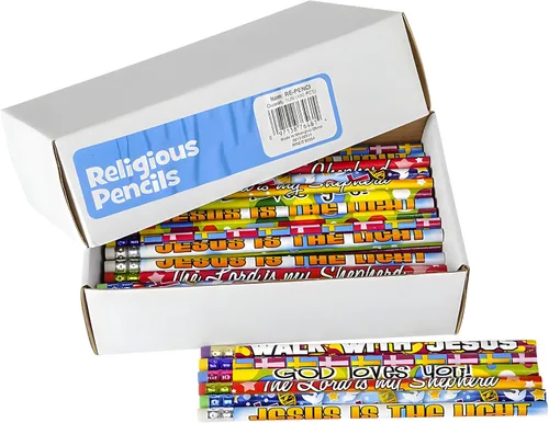 Vista 3 de Rhode Island Novelty Lote de 100 lápices temáticos cristianos religiosos surtidos - 7.5