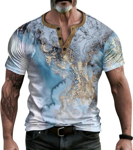 Vista 2 de Men's Shirt Loose Comfortable Tees Super Light Short Sleeve T Shirt Summer Casual Tops Button Down V Neck Blouse