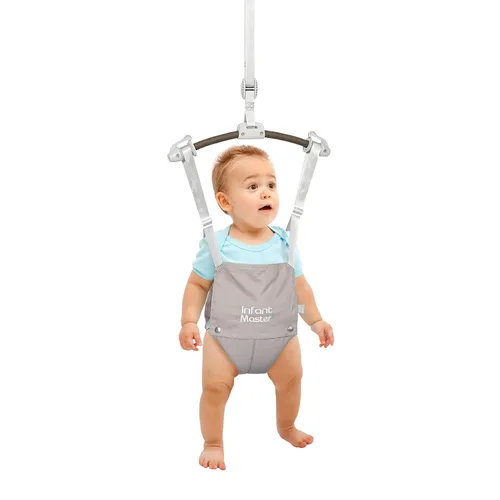 Vista 8 de Saltadores de puerta para bebés Infant Master, saltador Johnny resistente ajustable de 10.8"-23.6" de correa, suave rebotador de bebé con bolsa