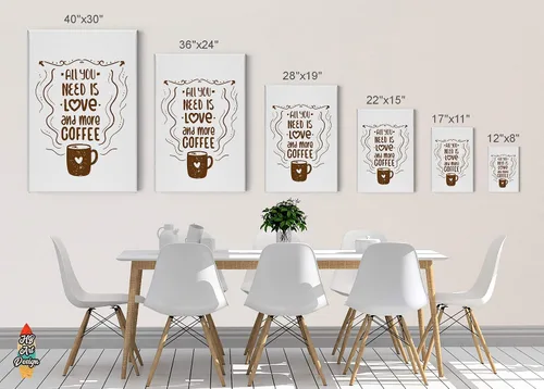 Vista 5 de Café Decor V44 - Lienzo decorativo para pared, diseño de cafeína