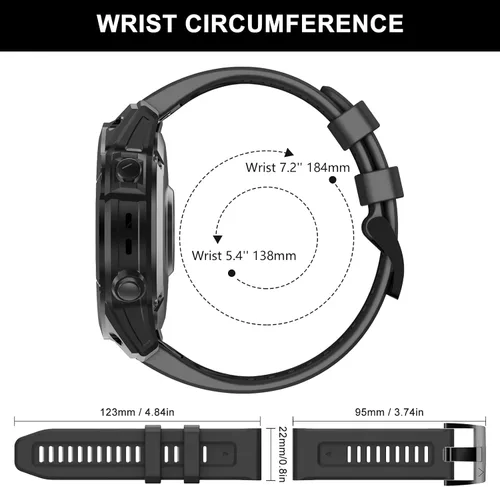 Vista 5 de OVERSTEP - Correa de reloj compatible con Garmin Fenix 7/Fenix 6/Fenix 5 22mm Width Soft Silicone Watch Strap for Garmin Fenix 5/Fenix 5