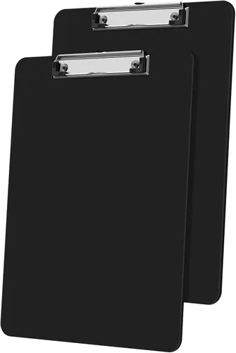 Vista 25 de Portapapeles de plástico, tablero de clip negro A4 de 8.5 x 11 pulgadas para aula, estudiantes, niños, mujeres, tamaño 9 x 12.5 pulgadas con clip