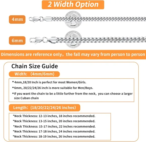 Vista 4 de Momlovu Silver Chain Gold Chain for Men Boys, 18K Gold Plated Men's Necklaces Chain Cuban Link Chain for Men 4mm6mm 1820222426inch