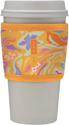 Vista 179 de Sok It HotSok Coffee & Tea - Funda de neopreno con aislamiento reutilizable (floral abstracto)
