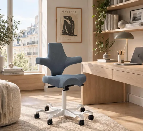 Vista 76 de HAG Capisco - Silla Sit to Stand con marco plateado, tapizada, color verde brillante Verde (Bright Green)