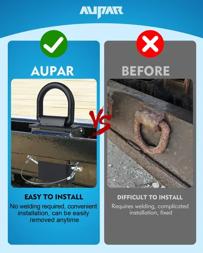 Vista 3 de Anillos en D de bolsillo de estaca de servicio pesado de 5/8" con cordón anti-pérdida Utilidad de amarre ajustable de 18,000 libras para bolsillo