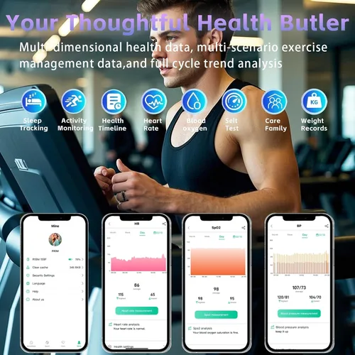 Vista 3 de Anillo Rastreador de Actividad para Hombres – Anillo Inteligente con Monitor de Frecuencia Cardíaca, SpO2, Presión Arterial, Monitoreo del Sueño