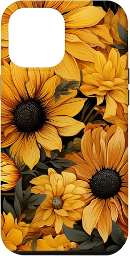 Vista 24 de iPhone 14 Flores de girasol hermoso floral amarillo patrón patrón caso