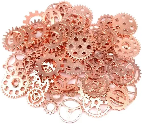 Vista 6 de 3.53 oz (aprox. 70 piezas) Yueton de engranajes steampunk antiguos, colgantes, ruedas de reloj y ruedas de engranaje para artesanías Bronce