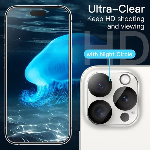 Vista 6 de JETech Funda 5 en 1 para iPhone 15 Pro Max de 6.7 pulgadas con 2 protectores de pantalla de vidrio templado y protector de lente de cámara, no se