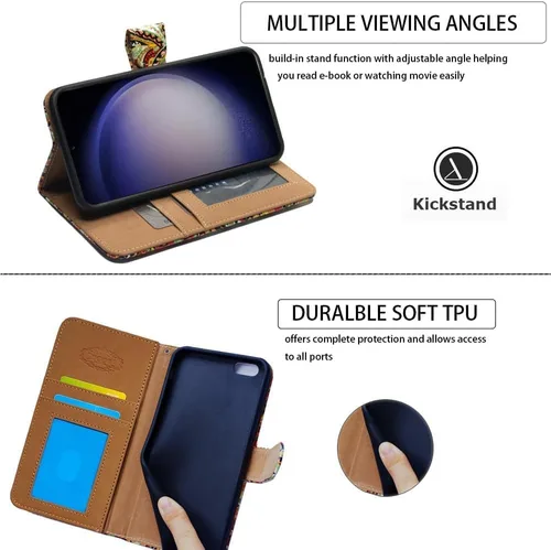 Vista 4 de Bcov Funda para Moto G Play 2023, diseño de pájaro negro y verde con tapa para teléfono con ranura para tarjetas, soporte para Motorola Moto G Play