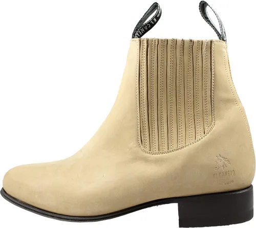 Vista 2 de El Canelo - Botines para hombre, piel nobuk, color arena Botín Charro