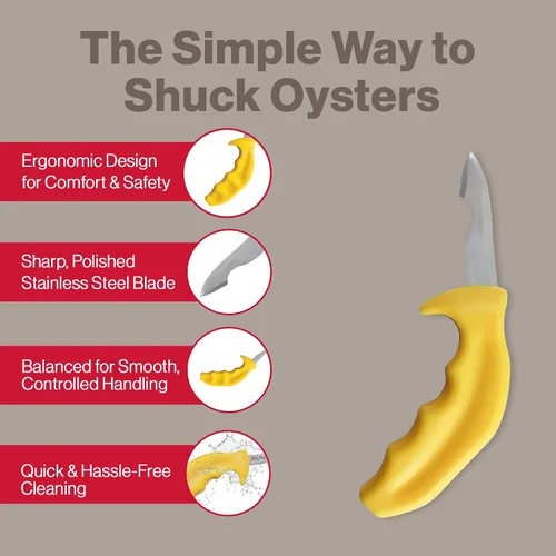Vista 6 de Swissmar Shucker Paddy Malpeque - Cuchillo de shucking de ostras – Herramienta ergonómica de doble eje para triturar ostras con hoja de acero