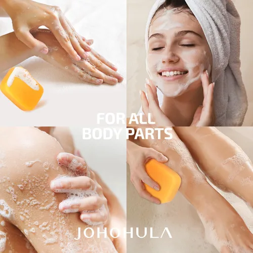 Vista 5 de Barras de jabón eliminadoras de manchas oscuras de ácido kójico con vitamina C, retinol, colágeno, cúrcuma, suaves para rostro y cuerpo, piel firme