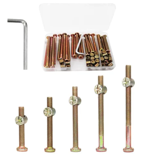 Vista 7 de cSeao - Kit de repuesto de accesorios para cuna M6, 50 unidades, tornillos de casquillo y tuercas de barril para literas, sillas de muebles