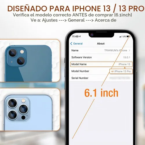 Vista 2 de Trianium Protector de pantalla de vidrio templado diseñado para Apple iPhone 13 (2021) /iPhone 13 Pro (2021), paquete de 3