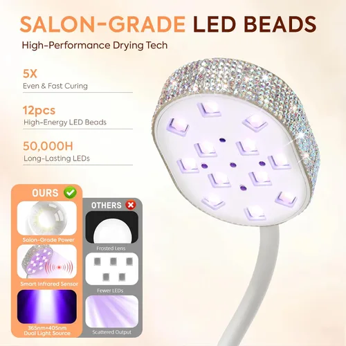 Vista 3 de Lámpara de uñas LED UV 36W mini flash cura cuello de cisne luz UV para uñas de gel X Diamond