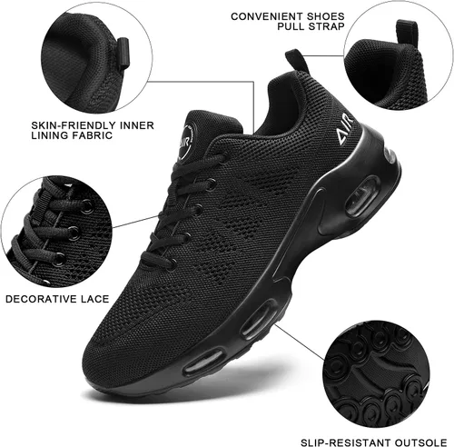 Vista 3 de Tenis de correr para hombre, tenis atléticos, para caminar, transpirables, antideslizantes, con cordones, zapatos deportivos para fitness, trotar