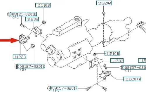 Vista 2 de Montaje del motor, diseñado para Nissan Np300 Pick Up D21 D22 1985-2010