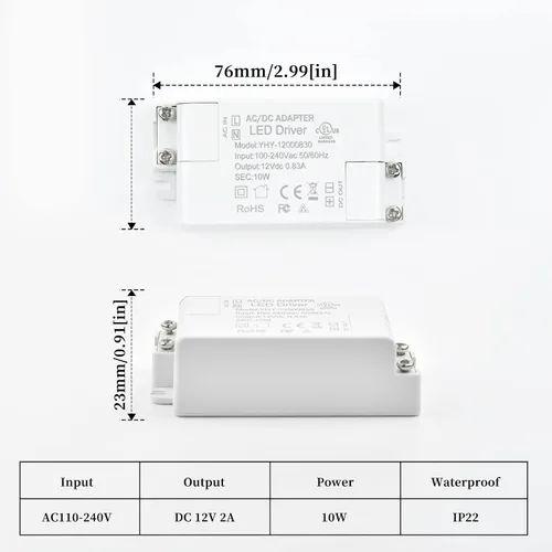Vista 5 de Lustaled Transformador de controlador LED de 10 W CC 12 V - Convertidor de conmutación de voltaje constante de 110 V CA a 12 V CC - Impermeable