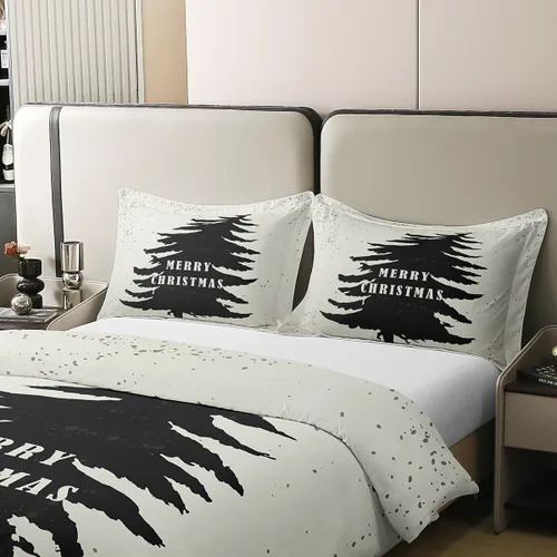 Vista 62 de Funda de edredón de árbol de Navidad 100% algodón natural, juego de ropa de cama de copos de nieve de Navidad para niños y niñas, funda de edredón