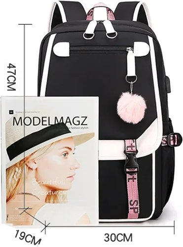 Vista 2 de Roffatide Anime Kuromi Print Business Casual Laptop Hombros Mochila Viaje Senderismo Daypacks Mochila Mochila 17 Pulgadas, Kurom B, Moderno