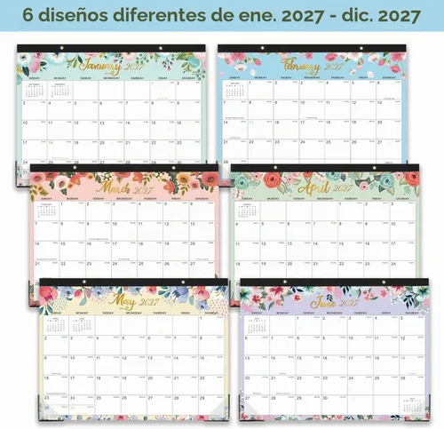 Vista 3 de Calendario de escritorio 2027 - Calendario 2027, enero de 2027 - diciembre
