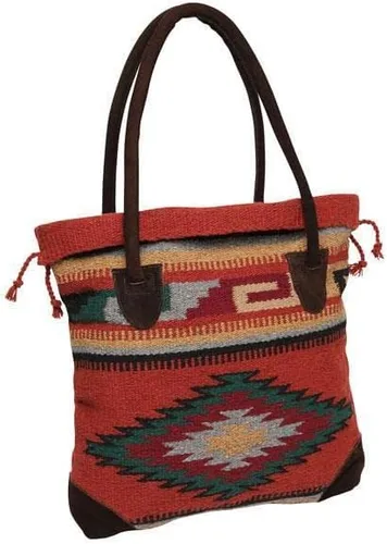 Vista 4 de Monterrey - Bolso de mano para mujer, tejido a mano, con estampado azteca del suroeste, asas G, Diseño G