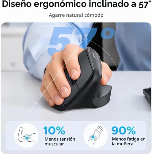 Vista 7 de UGREEN Ratón inalámbrico ergonómico, Bluetooth y 2.4G inalámbrico, clics