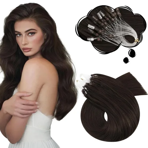 Vista 14 de Moresoo Micro Link - Extensiones de cabello humano de color rubio oscuro y rubio ceniza, extensiones de cabello humano real para boda, 2.01 oz