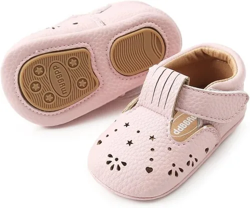 Vista 4 de ESTAMICO Zapatos de cuna antideslizantes para bebés y niños pequeños
