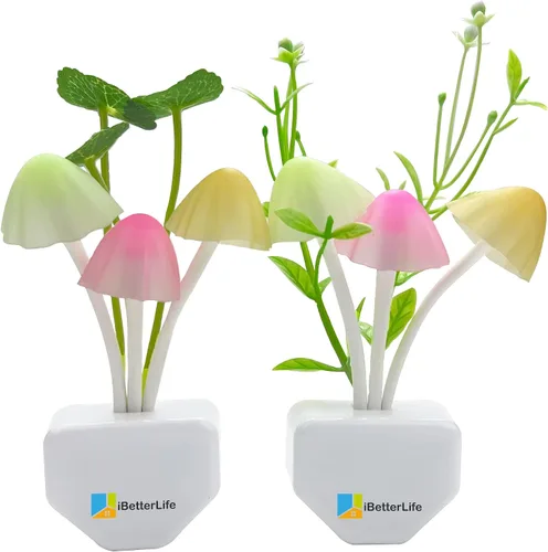Vista 9 de Luces nocturnas LED con sensor en forma de hongo - 2 unidades, enchufe de pared con 7 colores cambiantes, lámpara mini de ensueño, luz nocturna