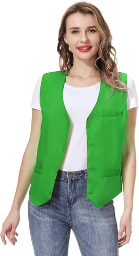 Vista 5 de TopTie Chaleco unisex de encargo del botón del uniforme para el voluntario del secretario del supermercado