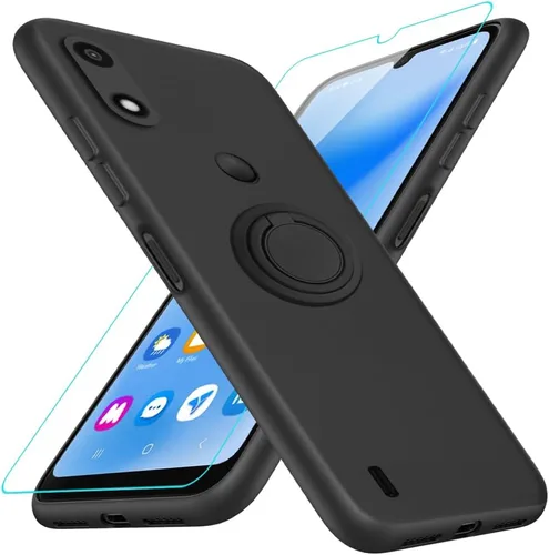 Vista 11 de Funda para Pinwheel Genesis 3 / BLU G64 Funda para teléfono con protector de pantalla HD, soporte de anillo giratorio de 360°, soporte de silicona