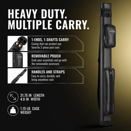 Vista 3 de Casemaster Q-Vault Classic 1x1 - Estuche rígido para taco de billar/billar