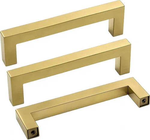 Vista 25 de Goldenwarm Paquete de 10 manijas cuadradas de bronce champán de 3 pulgadas (2.992 in) para armarios de cocina, armarios, aparadores y accesorios