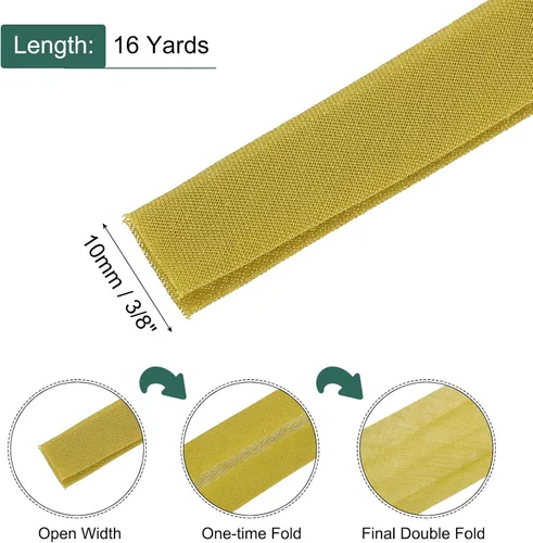 Vista 342 de MECCANIXITY Cinta al bies de doble pliegue de 1/2 pulgada de poliéster continuo a granel para costura, costura, dobladillo, encuadernación y Beige