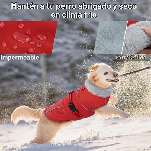 Vista 2 de Lelepet Dog Coat Reflective Waterproof Fleece Vest with Adjustable Buckle Abrigos de invierno reflectantes con cierre de ajustable, abrigos para Rojo