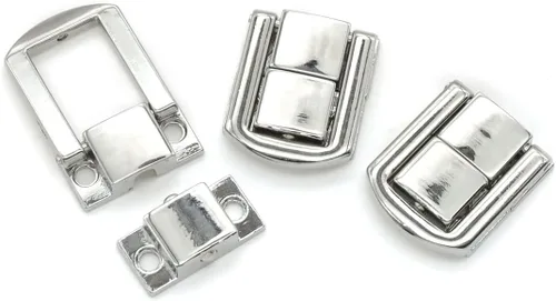 Vista 5 de Cerradura de cierre de cerrojo de 12 piezas, cerradura de hebilla de metal para decoración de cajas (plata)