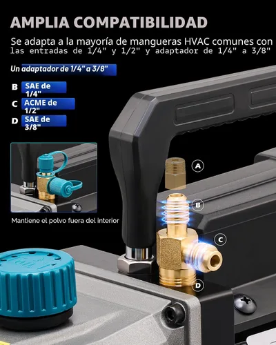 Vista 7 de Orion Motor Tech Bomba de Vacío, 3.5 cfm 1/4 hp Bomba de Vacío HVAC de Una Sola Etapa para R12 R22 R134a R410a R502, Kit de Bomba de Vacío de CA