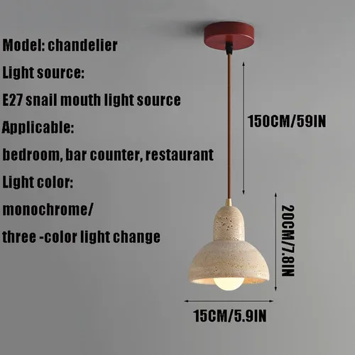 Vista 2 de Lámpara colgante nórdica 5.9 in 1 luz mini lámpara de techo ahorro de energía Lámpara colgante de piedra de cueva amarilla natural Iluminación