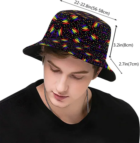 Vista 3 de Sombrero de pescador del orgullo LGBT del arco iris, sombrero de pescador del orgullo gay, sombreros de protección solar UV de la moda