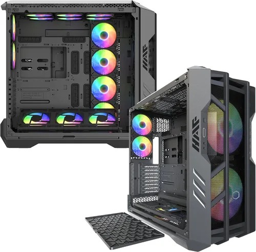 Vista 12 de Cooler Master HAF 700 E-ATX Caja de PC de Alto Flujo de Aire, Panel Frontal de Malla, Ventiladores Duales ARG 200mm Customizable Sickleflow, 1 x USB