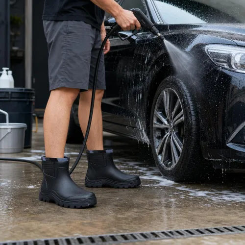 Vista 8 de Gets Botas de lluvia para hombre, impermeables, ligeras, de goma, para todo tipo de clima