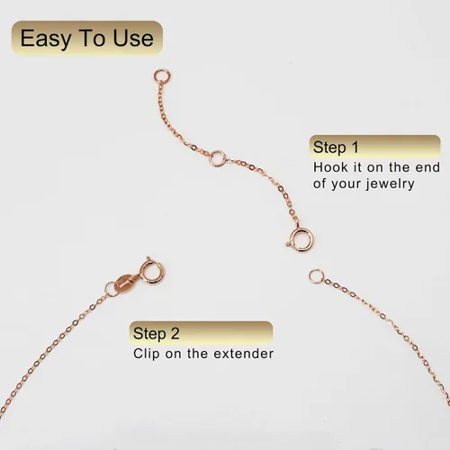 Vista 3 de Extensor de Collar de Oro Sólido de 14K Extensor de Pulsera Real de 2 3 4 Pulgadas Cadena Ajustable Duradera Extensión de Tobilleras de Oro